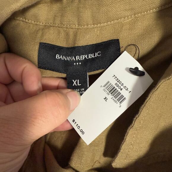 Banana Republic Linen-Blend Wrap Mini Shirtdress, Neutral Khaki, XL 773203 - Picture 5 of 5